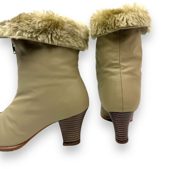 1970's brand new tan winter waterproof faux fur lined boots - Picture 14 of 16